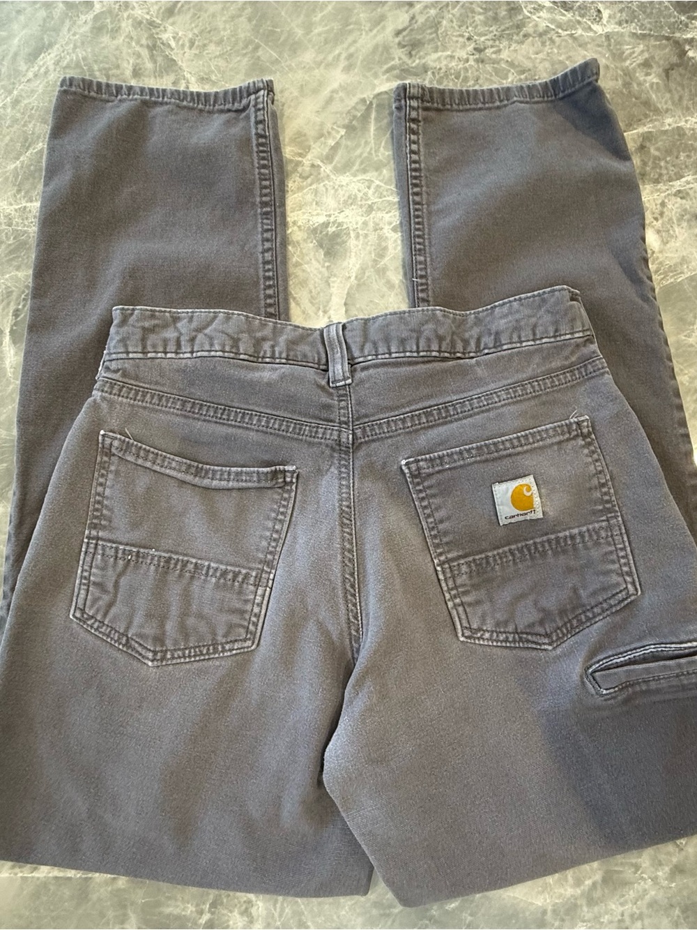 Carhartt Relaxed Fit Rugged Flex Rigby Canvas Work Pants Gray Mens 30x32 Stretch